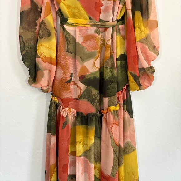 Anthropologie Hutch Floral Geo Wrap Maxi Dress Women Size XS High Low - Picture 11 of 12